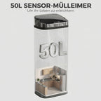 Automatinė šiukšliadėžė su judesio jutikliu, 50 l, sidabrinė