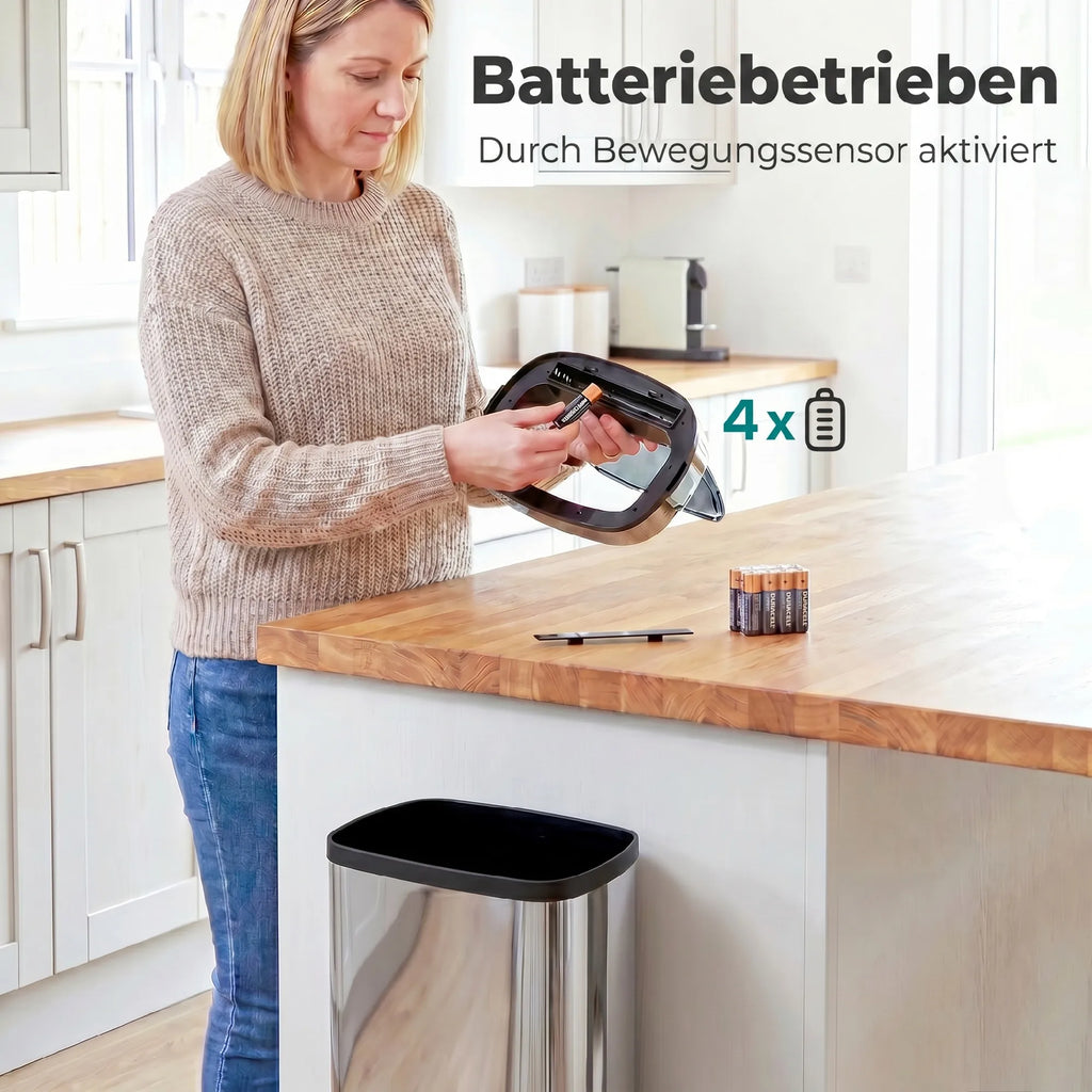 Automatinė šiukšliadėžė su judesio jutikliu, 50 l, sidabrinė