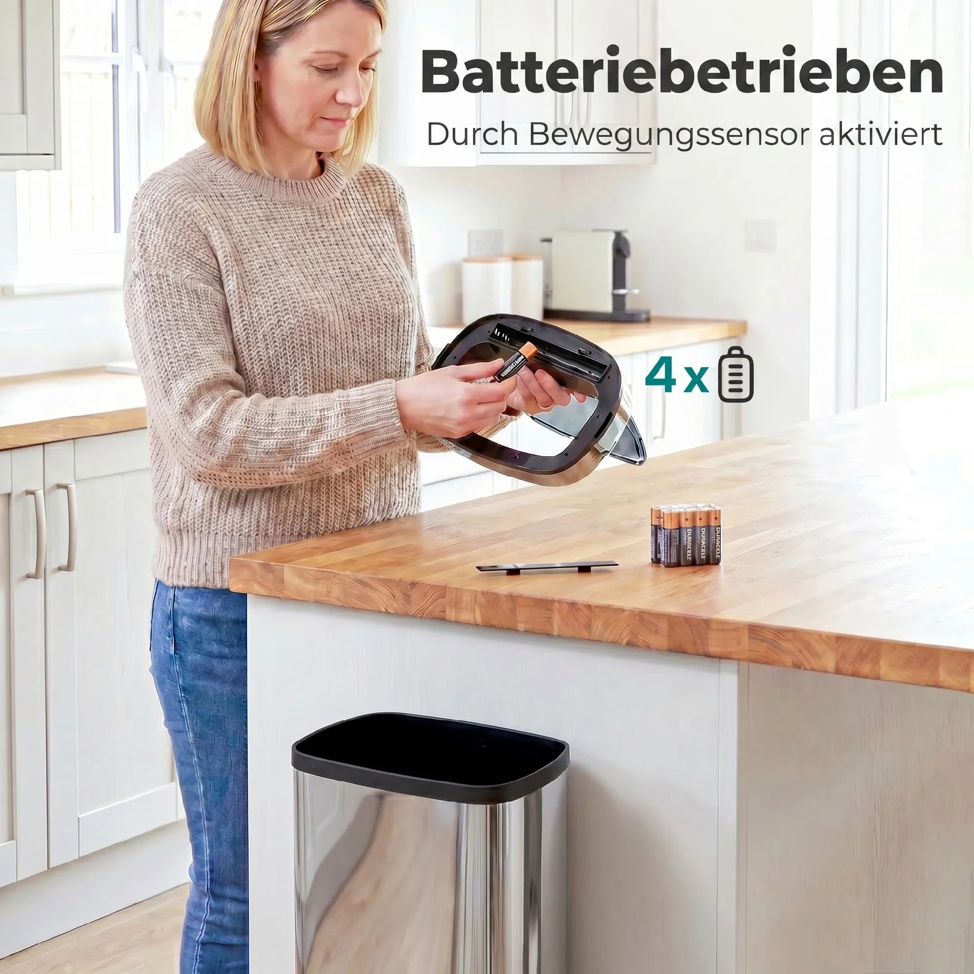Automatinė šiukšliadėžė su judesio jutikliu, 50 l, sidabrinė