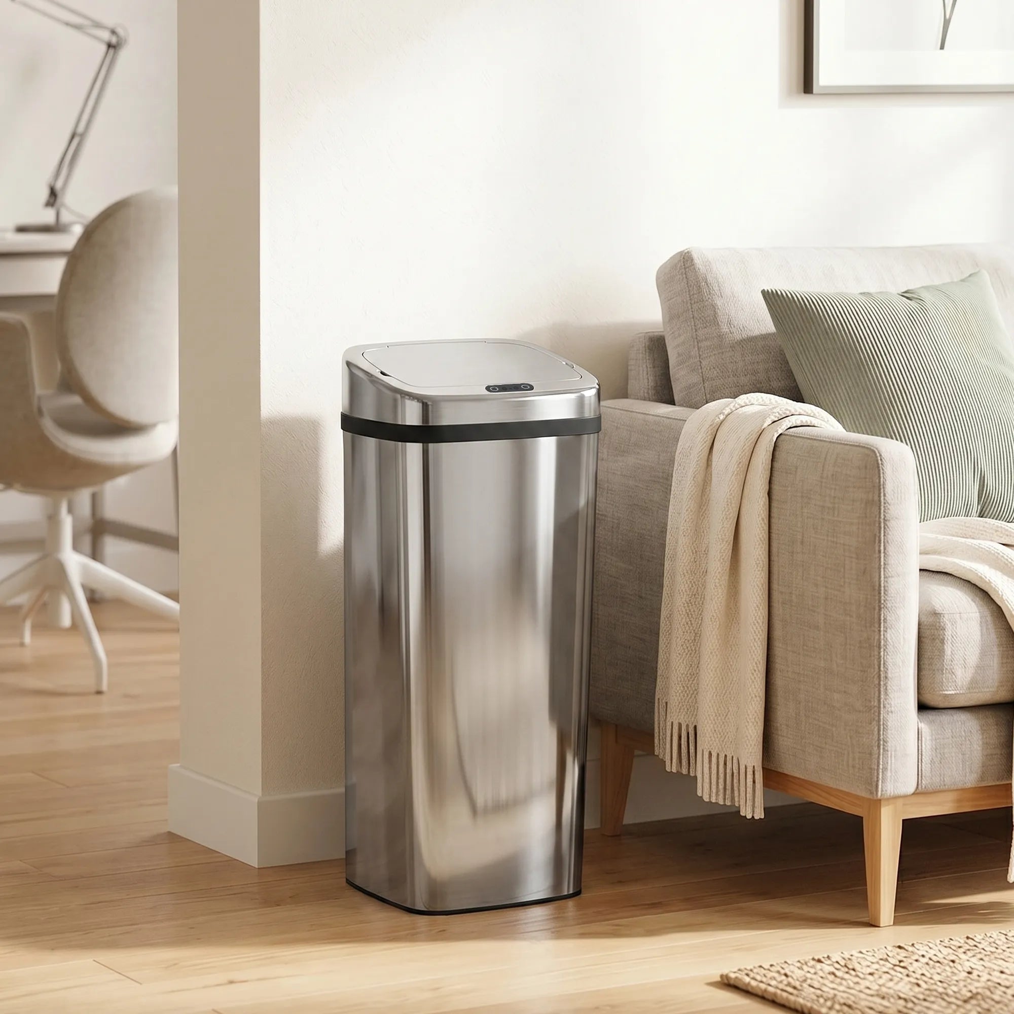 Automatinė šiukšliadėžė su judesio jutikliu, 50 l, sidabrinė