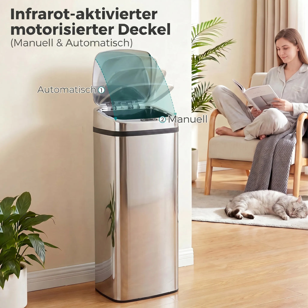 Automatinė šiukšliadėžė su judesio jutikliu, 50 l, sidabrinė