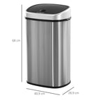 Automatinė šiukšliadėžė su jutikliu 58 L, sidabrinė