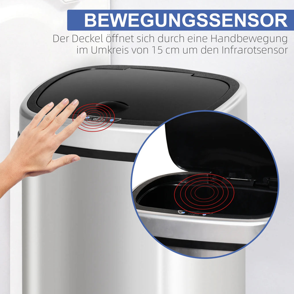 Automatinė šiukšliadėžė su jutikliu 58 L, sidabrinė