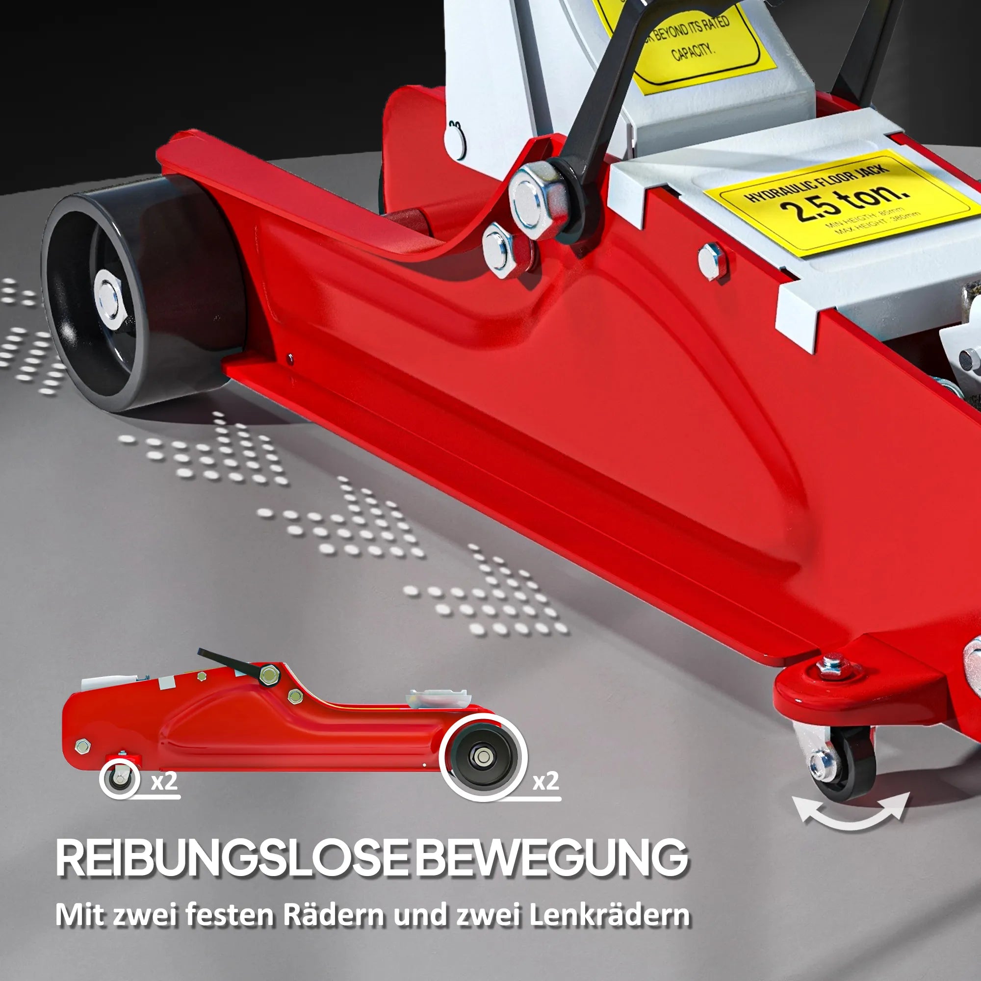 Automobilinis domkratas 2,5 t, 8–38 cm, raudonas