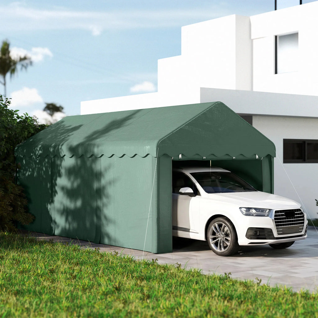 Automobilių stoginė 3x6 m, apsauginė garažo palapinė, žalia
