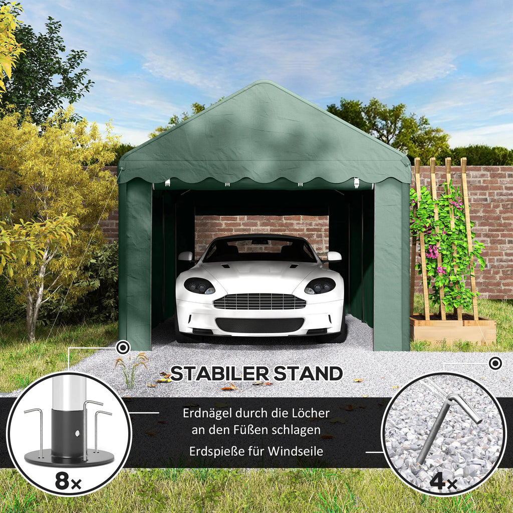 Automobilių stoginė 3x6 m, apsauginė garažo palapinė, žalia