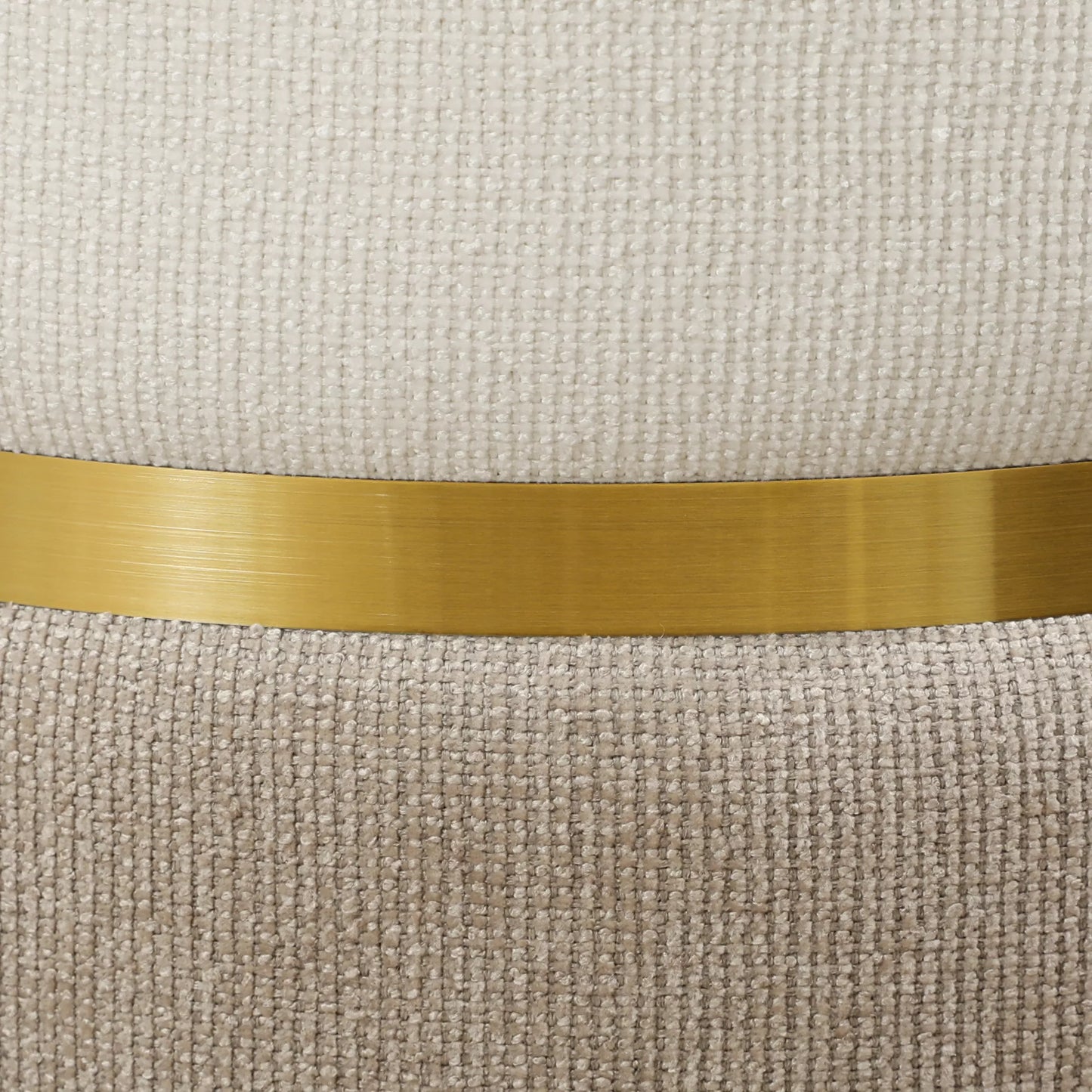 Sėdimasis pufas su laikymo vieta, pufas su dangčiu, metalinis žiedas, dvispalvio dizaino 36 x 36 x 44 cm kreminės baltos spalvos