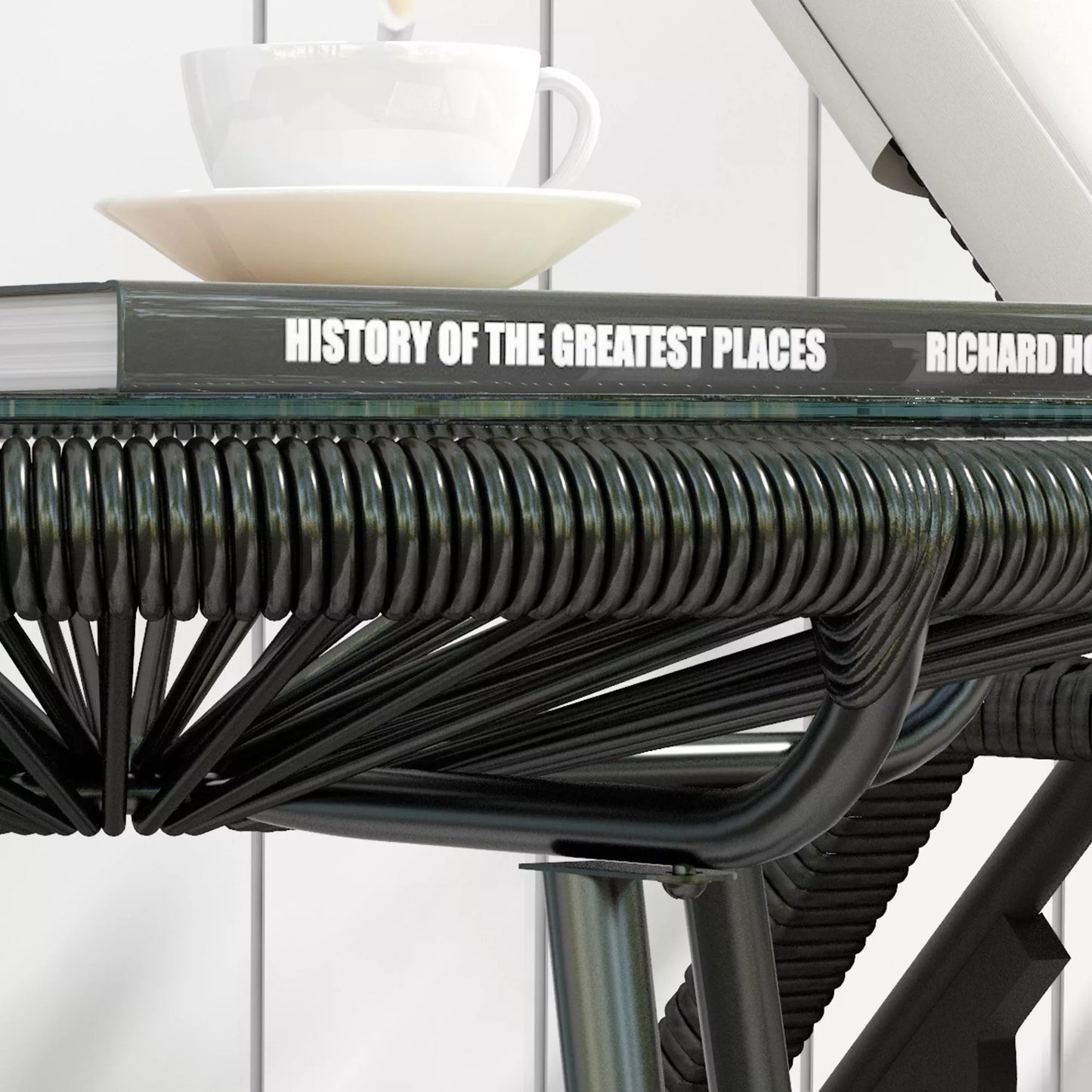 Sodo stalas Boho stiliaus lauko staliukas, PE rotangas, grūdintas stiklas, atsparus atmosferos poveikiui, 50 cm x 50 cm x 50 cm, juodas