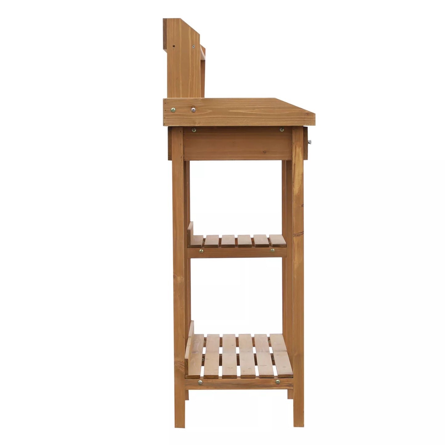 Sodinimo stalas, daržo stalas su praustuve, lauko stalas iš eglių medienos, natūralus, 117 x 45 x 121 cm