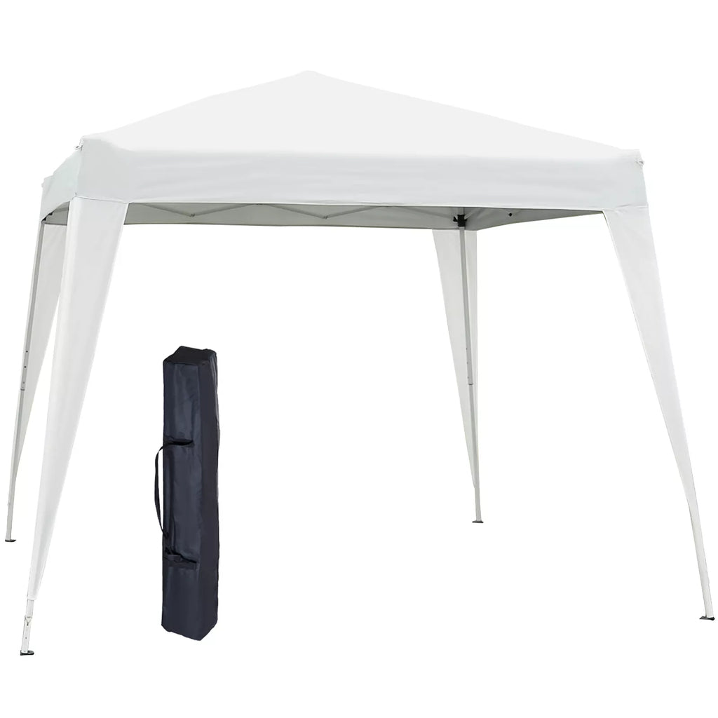 Sulankstomas paviljonas 2,4 x 2,4 m Paviljonas Sulankstoma palapinė su UV apsauga, šventinė palapinė su nešimo krepšiu, skirta sodui, balkonui, plieninė, balta