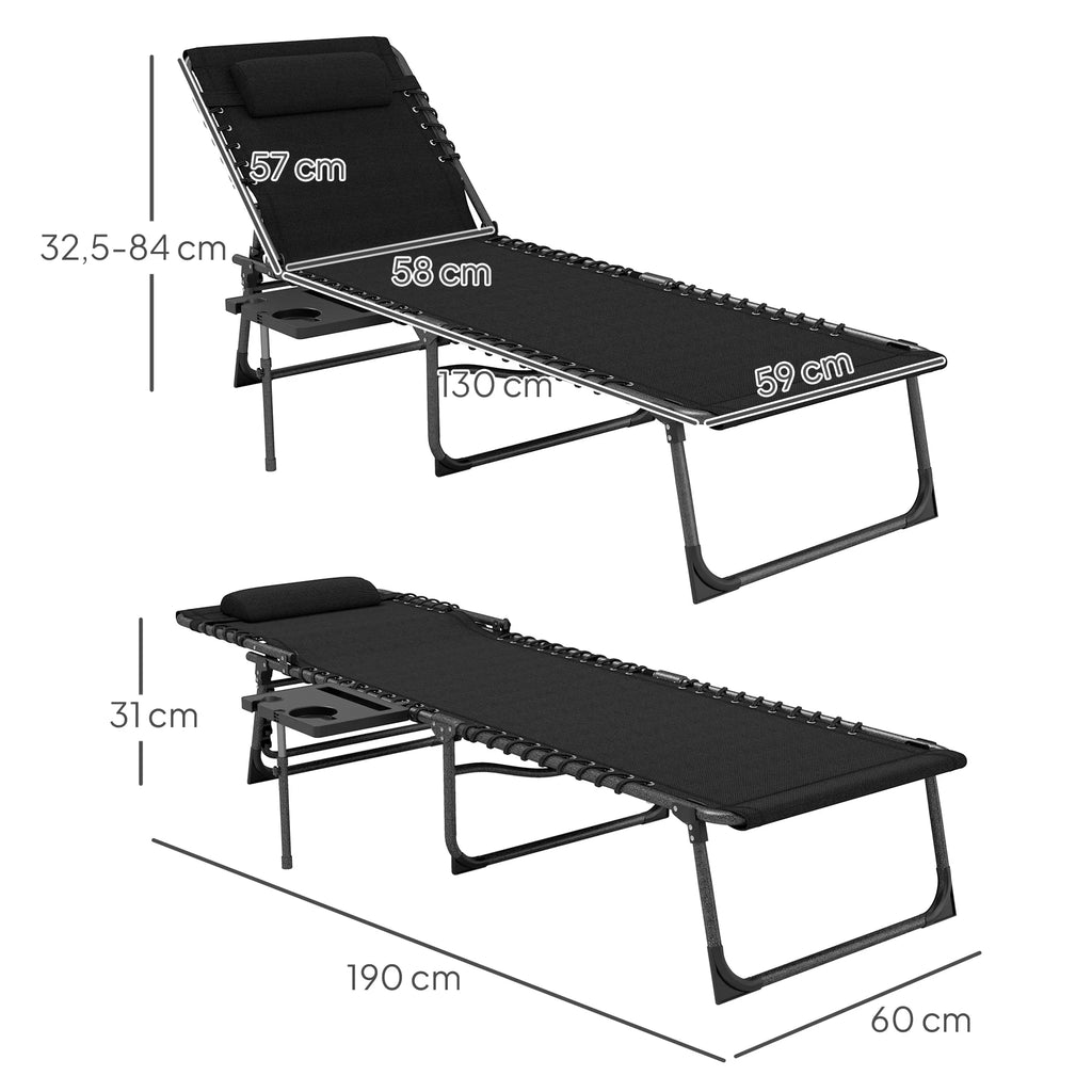 Techninė schema su gulto matmenimis: ilgis 190 cm, plotis 60 cm, atlošo aukščio reguliavimas nuo 32,5 iki 84 cm.