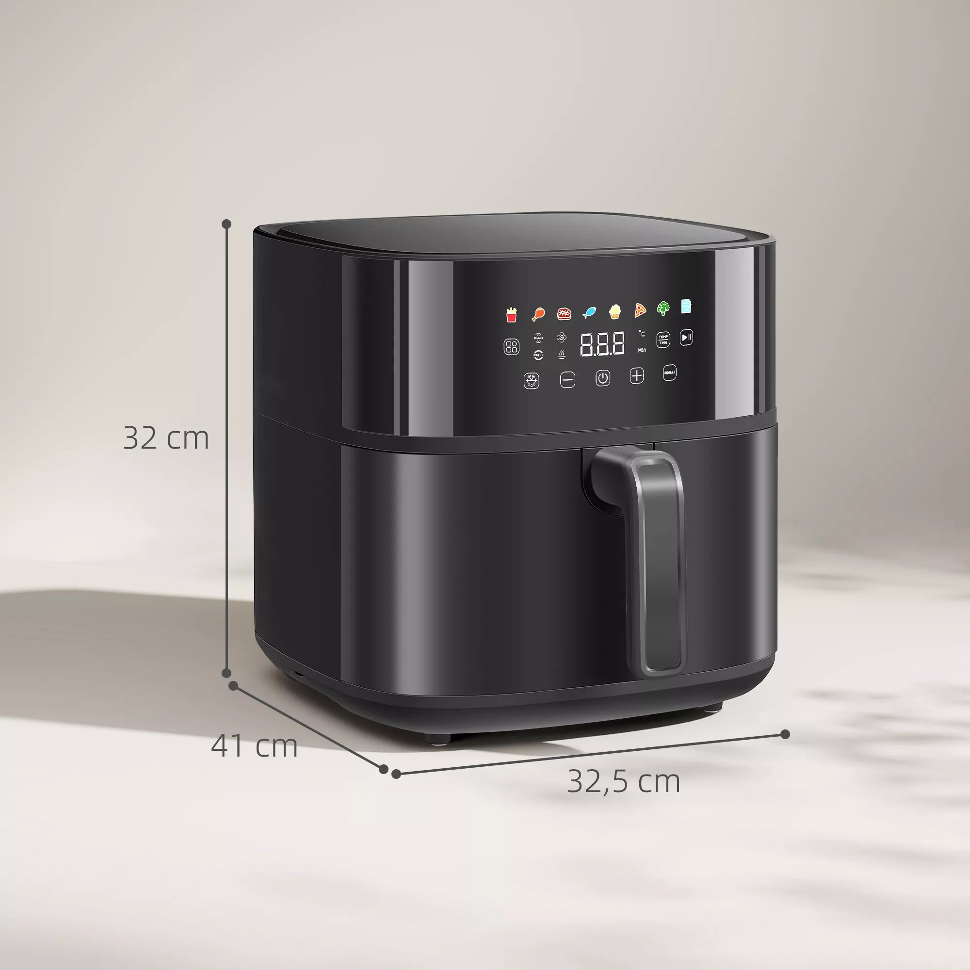 Karšto oro gruzdintuvė, „Air Fryer“, 8 programos, 8 litrai, LED ekranas, juoda