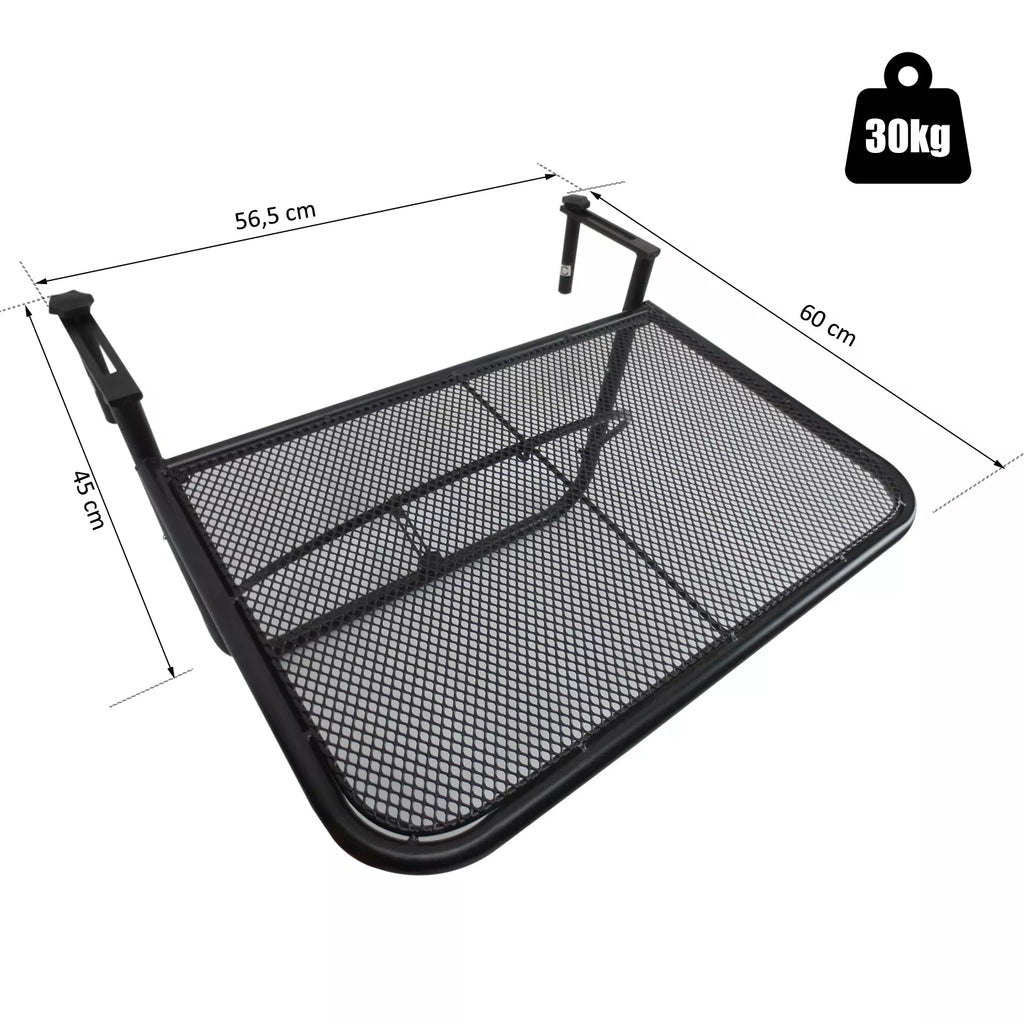 Balkono pakabinamas stalas Sodo stalas, reguliuojamo aukščio, stačiakampis, terasa, metalas, juodas, L60 x B56,5 x H45 cm