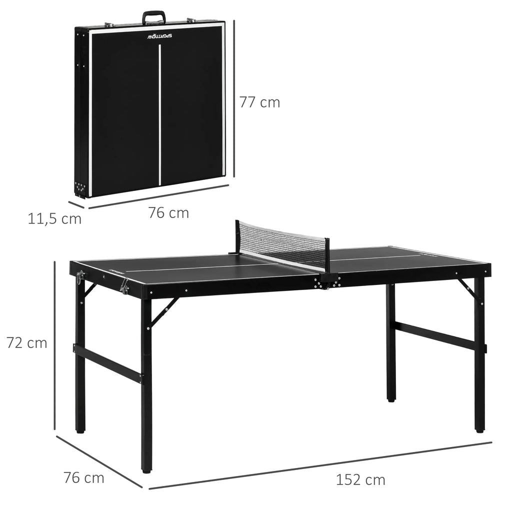 Stalo teniso stalo matmenų schema: 152 x 76 x 72 cm