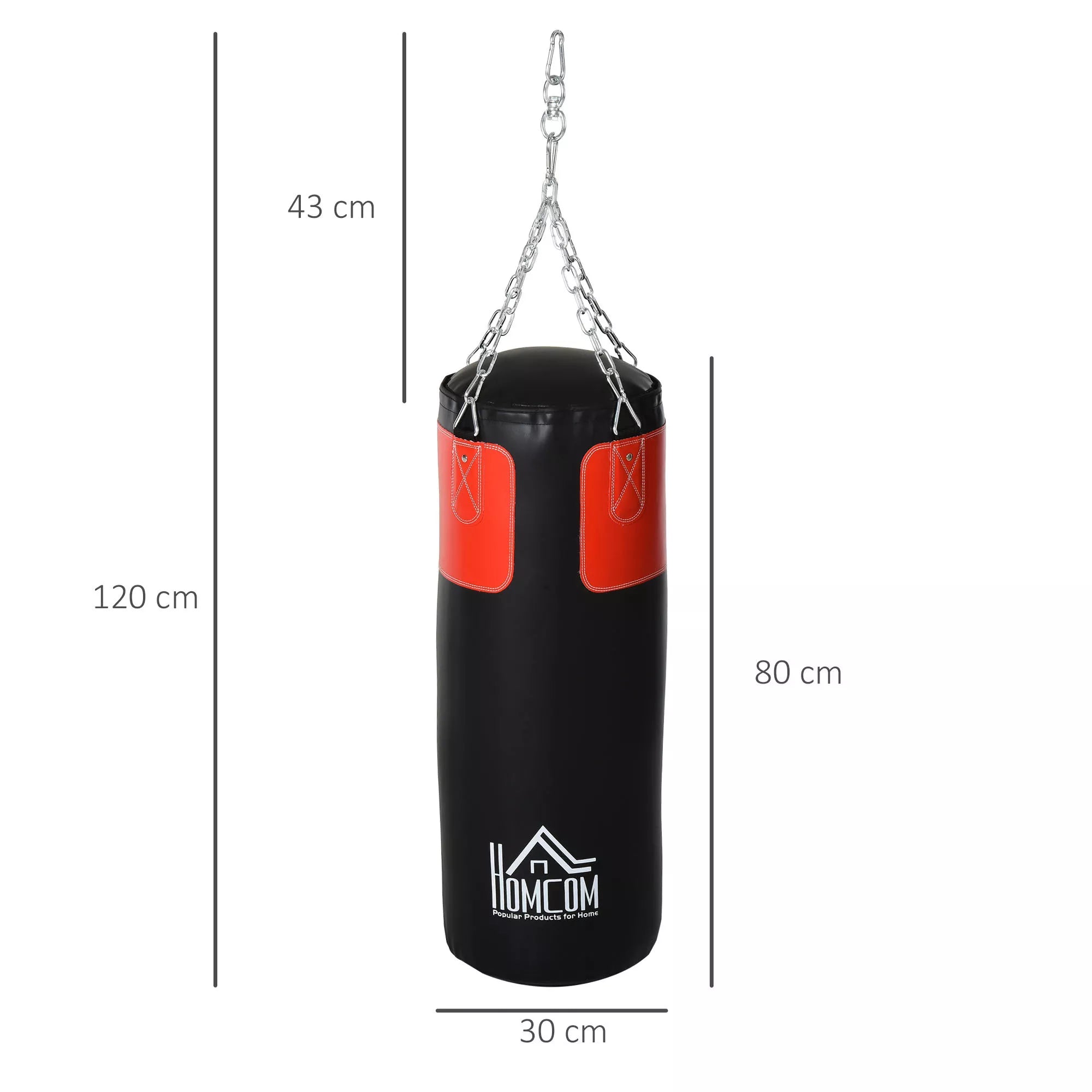 Boksavimo maišo rinkinys Bokso rinkinys su bokso pirštinėmis Užpildytas rinkinys suaugusiems Paaugliams Pakabinamas bokso maišas 16 kg Ø30 x 120 cm Juodas + raudonas
