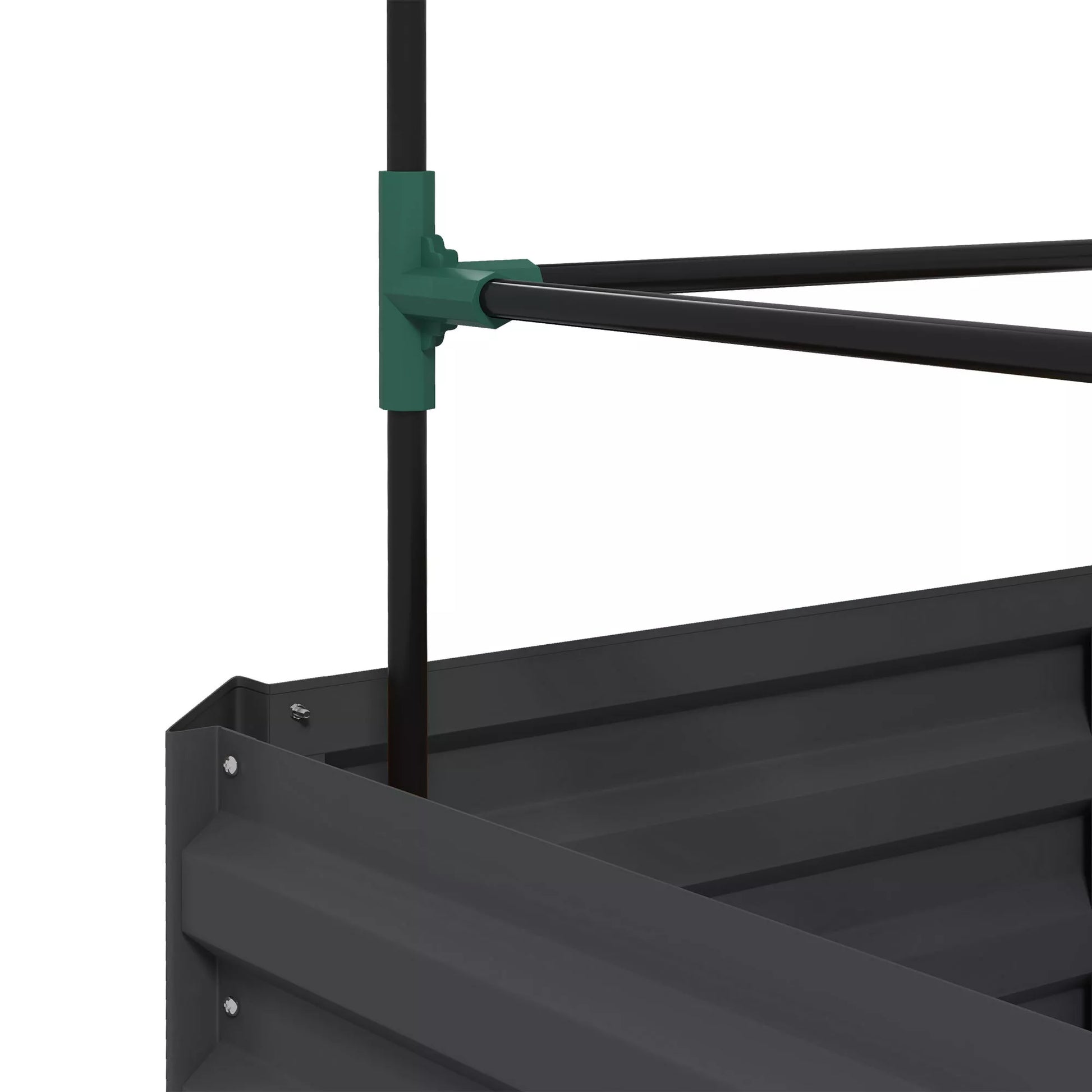 Aukštas lysvė su grotelėmis Plokščia dėžė su atrama, atviras dugnas, atspari oro sąlygoms, 61 cm x 61 cm x 140 cm, tamsiai pilka