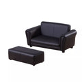 Vaikiškas fotelis su pufu, vaikiška sofa su taburete, vaikiška sofa, sofos fotelis, juodos spalvos, 83 x 42 x 41 cm