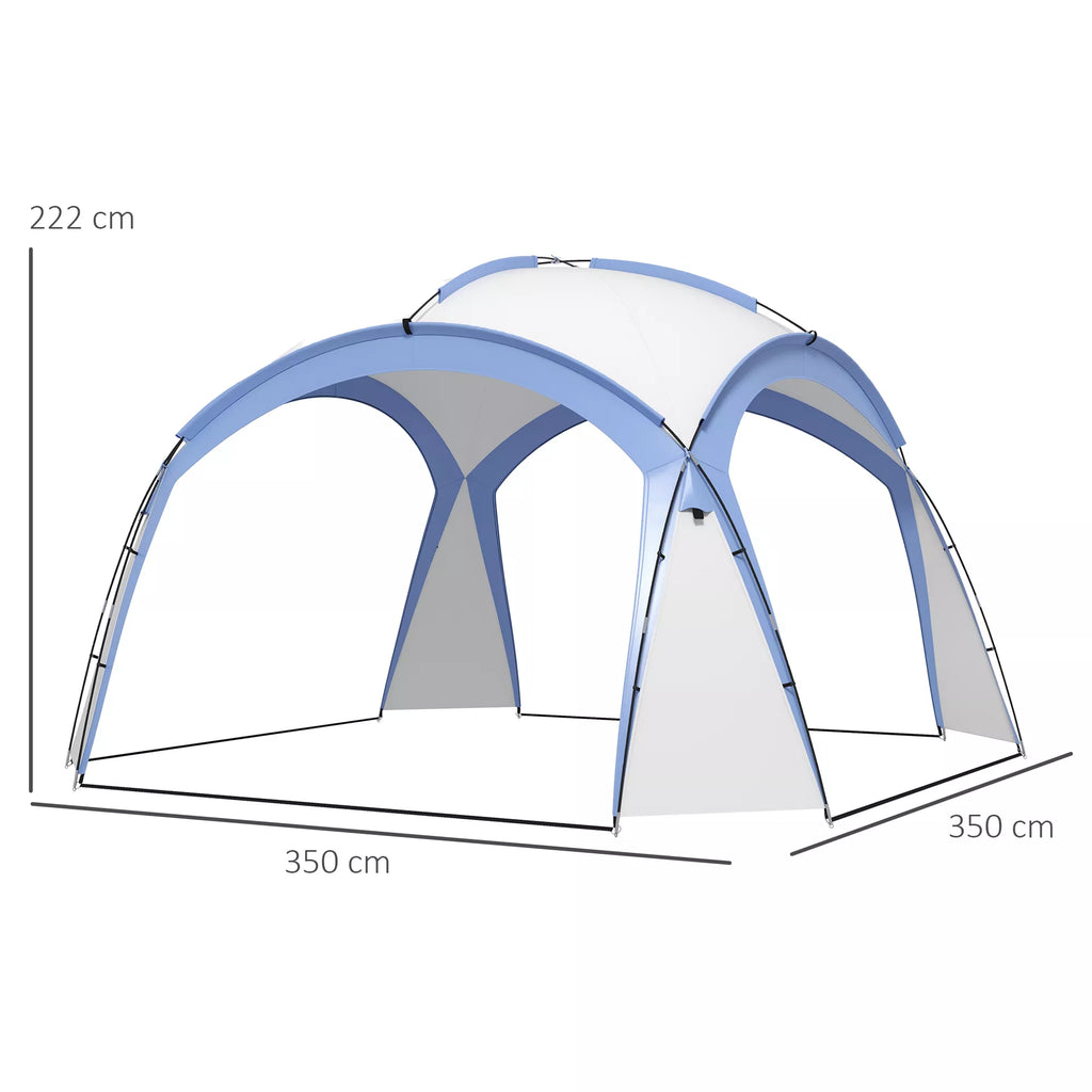 Event Shelter 3,5 x 3,5 m paviljonas su kabliais Durys Vandeniui atsparus Žiemai pritaikytas Sodo paviljonas Šviesiai mėlynas