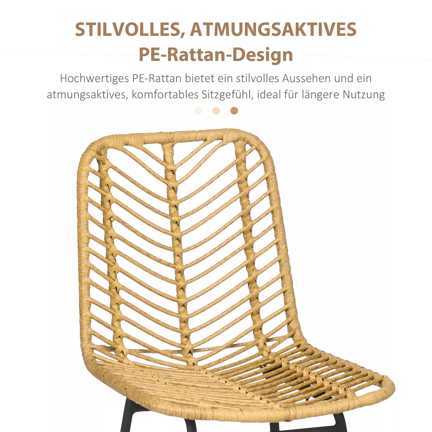 2 vnt. baro kėdžių komplektas su atlošu Boho dizaino, PE rotango, su atrama kojoms, 42,5 cm x 52 cm x 102 cm, geltona + juoda