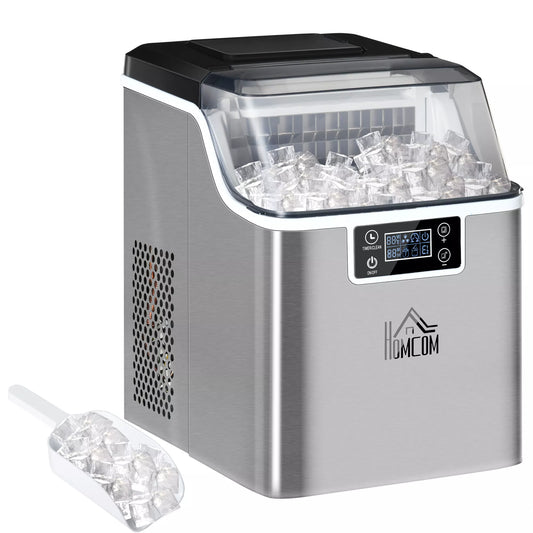 Daugiafunkcinis ledo kubelių gaminimo aparatas "Ice-Maker", 20kg/24h, talpa 2,3L, su 3,2L vandens rezervuaru, sidabrinis