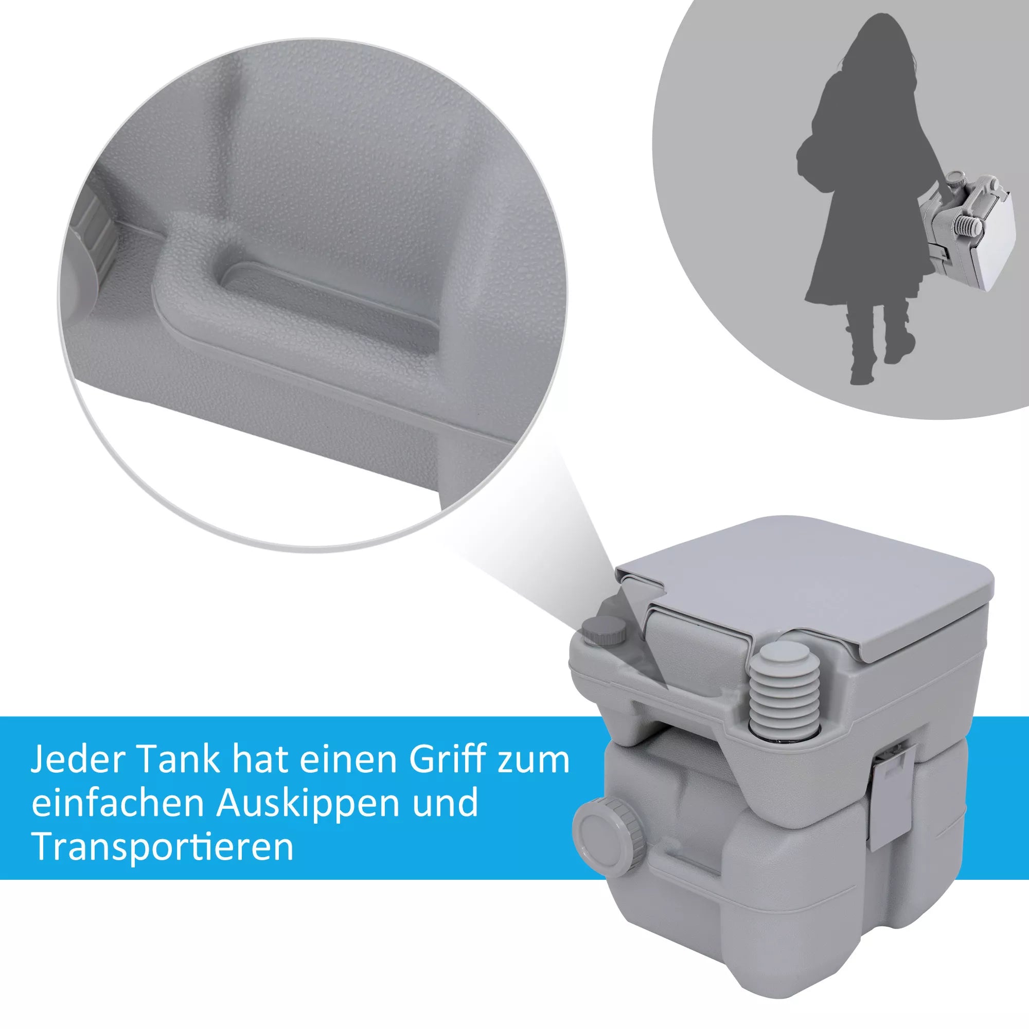 Nešiojamas tualetas kempingui, mobilus WC kelionėms ir kemperiui