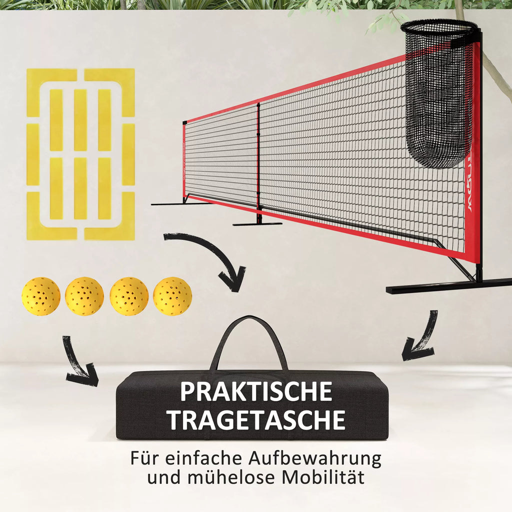 Pickleball tinklas su stovu ir priedais, raudonas