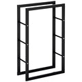 Metalinė malkų lentynėlė 60 x 25 x 100 cm Malkų lentynėlė Stiprinimo pagalba Plieninis rėmas iki 100 kg Malkų laikymo vieta Lauko medinė lentynėlė Malkų lentynėlė sodui Terasai Lauko Juoda