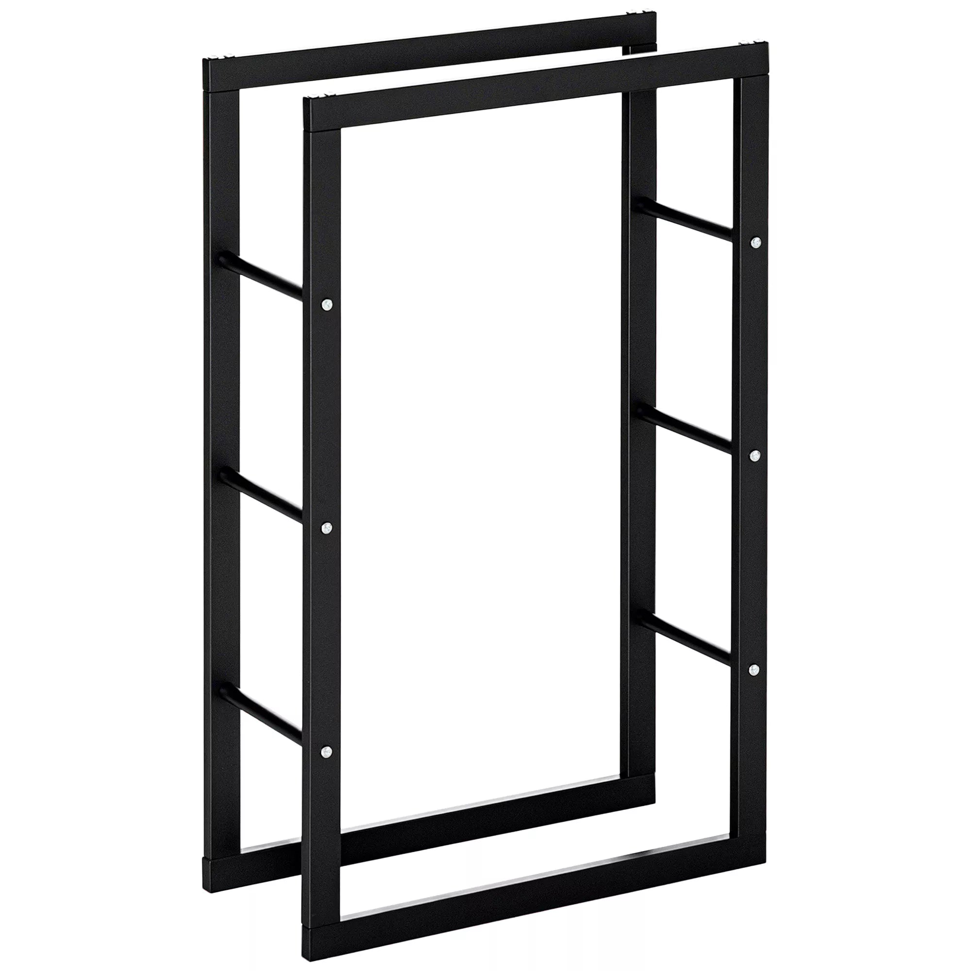 Metalinė malkų lentynėlė 60 x 25 x 100 cm Malkų lentynėlė Stiprinimo pagalba Plieninis rėmas iki 100 kg Malkų laikymo vieta Lauko medinė lentynėlė Malkų lentynėlė sodui Terasai Lauko Juoda
