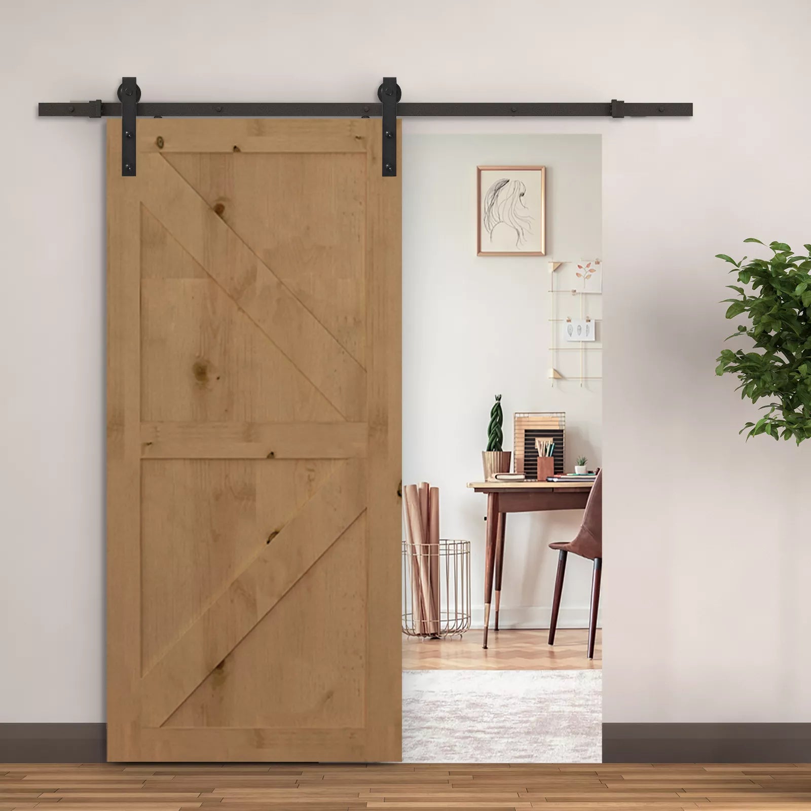 Slankiklių komplektas stumdomoms durims, iki 90 kg, anglies plienas, 200 cm, juoda, įsk. įrankius