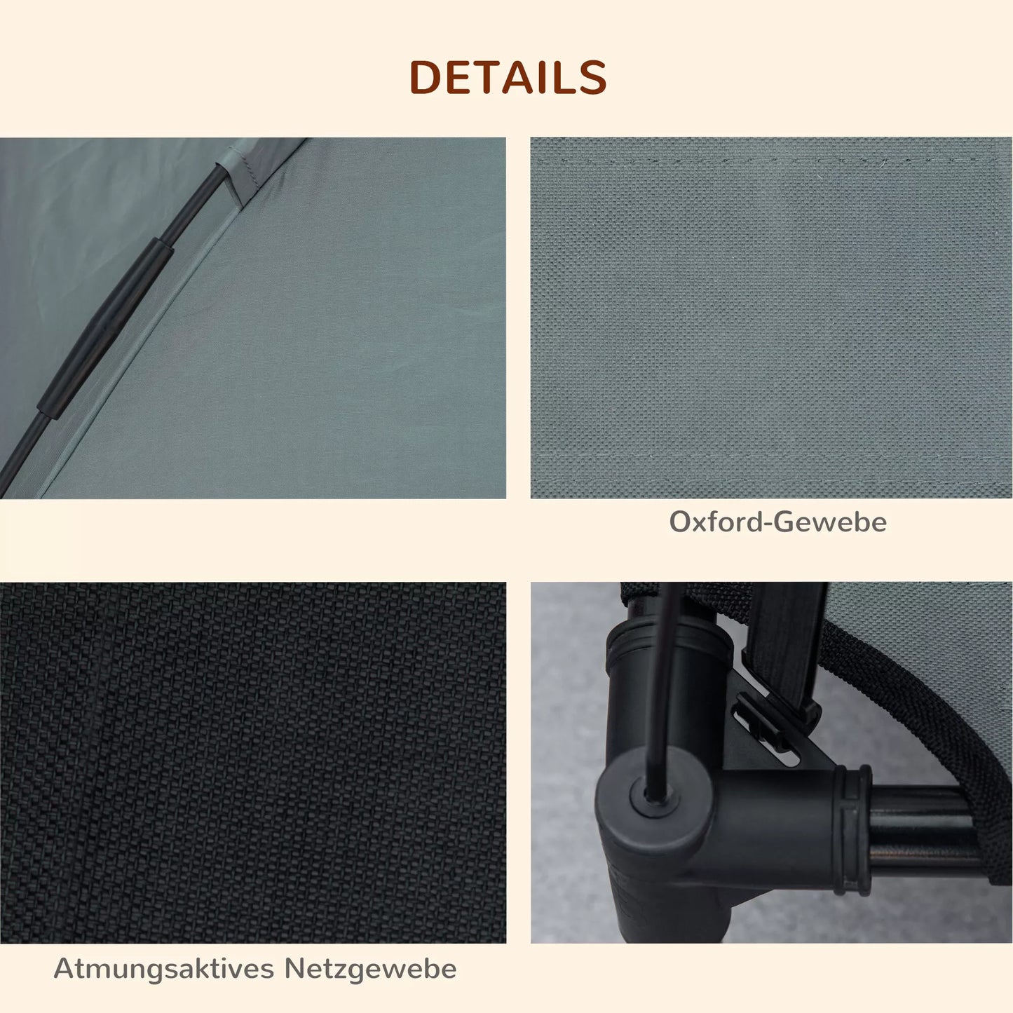 Paaukštinta šunų lova su baldakimu, naminių gyvūnėlių lova, lauko šunų gultas su stogeliu, kvėpuojantis, taftos audinys, skirta stovyklavimui, pilka, 61 x 46 x 62 cm