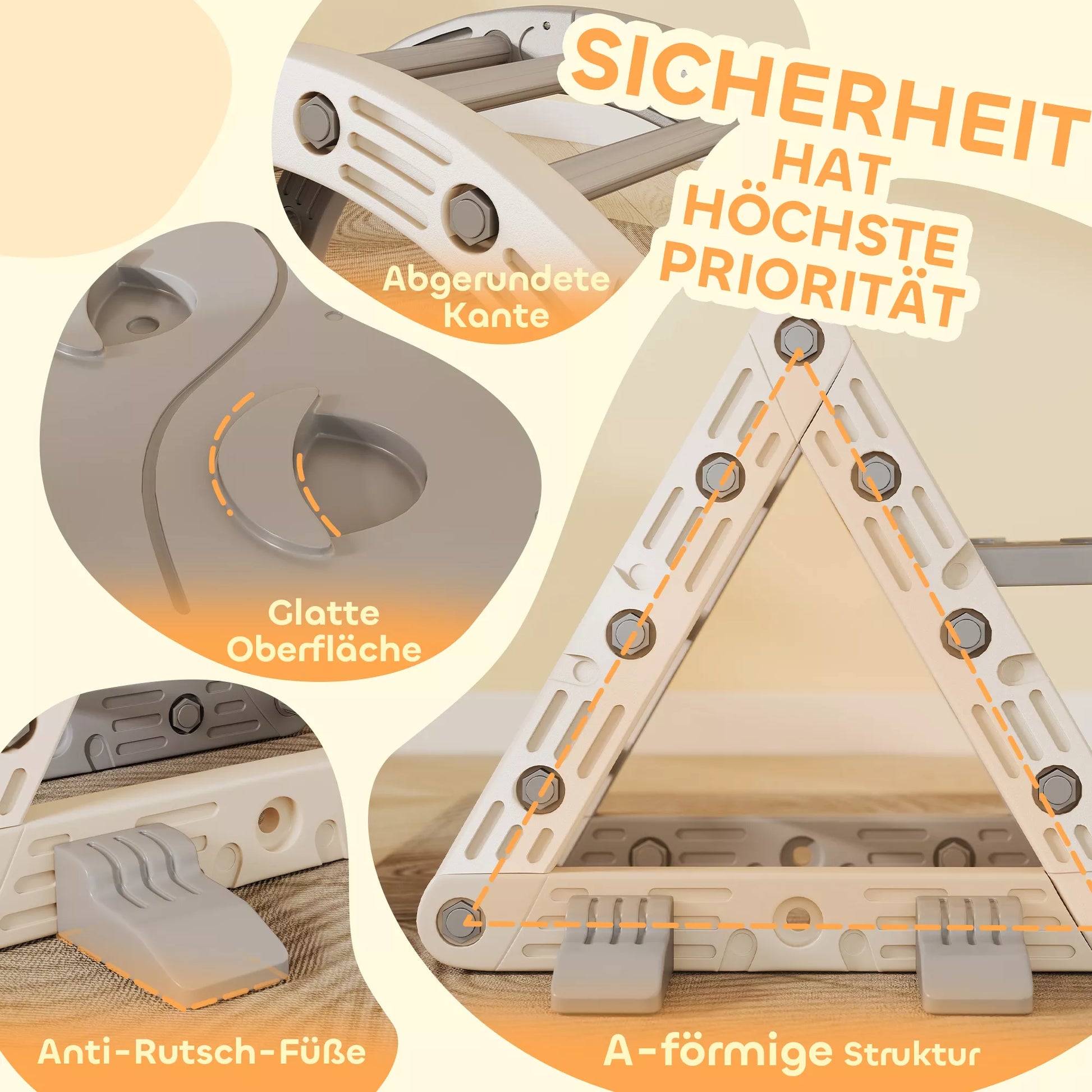 5 in 1 laipiojimo konstrukcija Montessori Indoor, laipiojimo trikampis su čiuožykla, laipiojimo lankas, dvipusis rampa, žaidimų aikštelė vaikams nuo 18 iki 48 mėnesių, pilka + balta