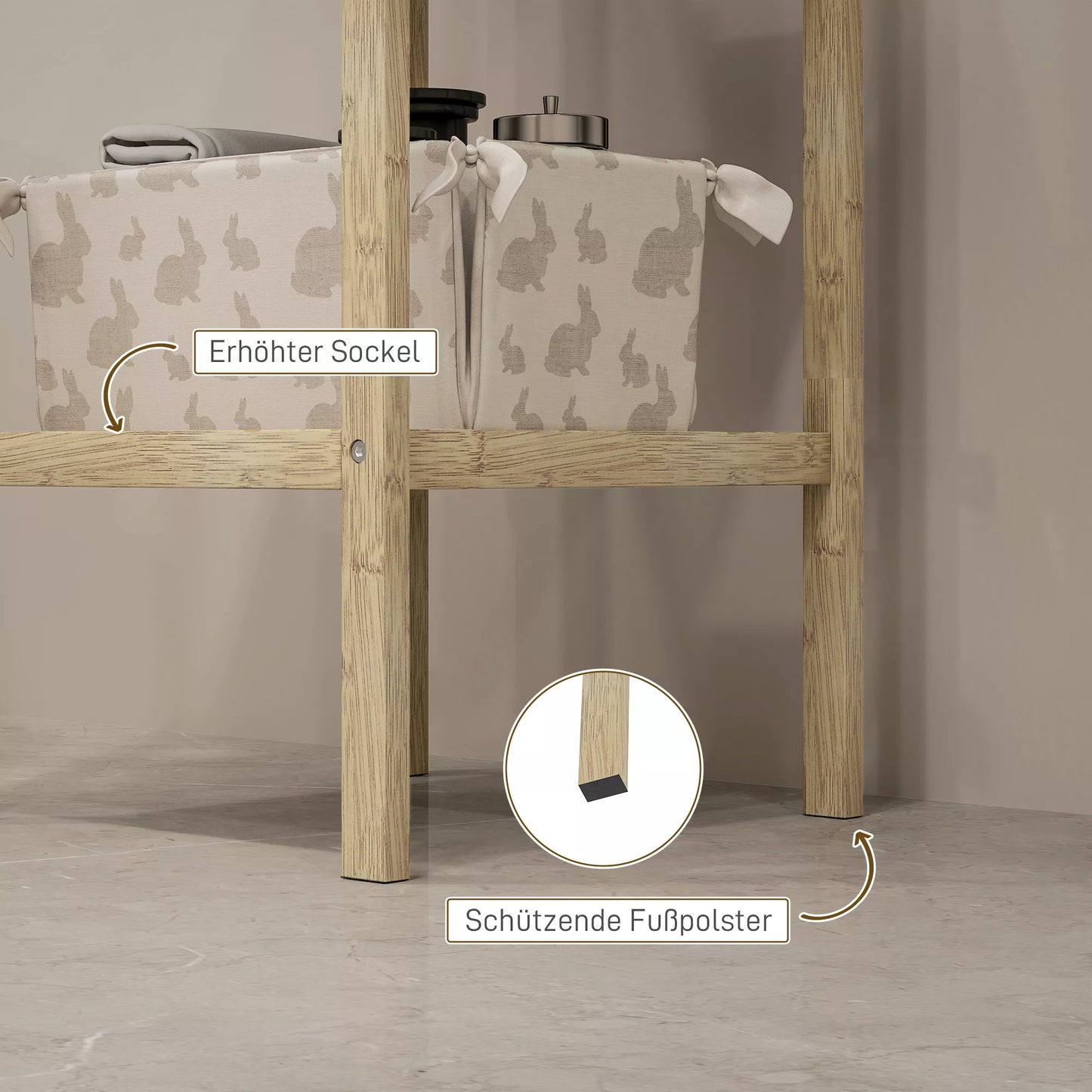 Vonios lentyna, 3 pakopų, drėgmei atspari, bambukinė, 33 x 31 x 78 cm