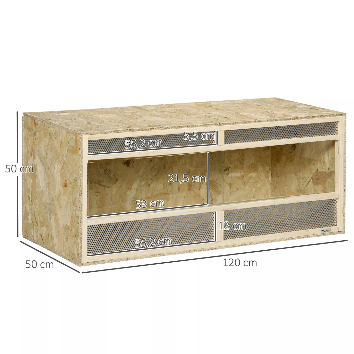 Terariumas ropliams/varliagyviams, stumdomos stiklinės durys, ventiliacijos grotelės, 120x50x50 cm