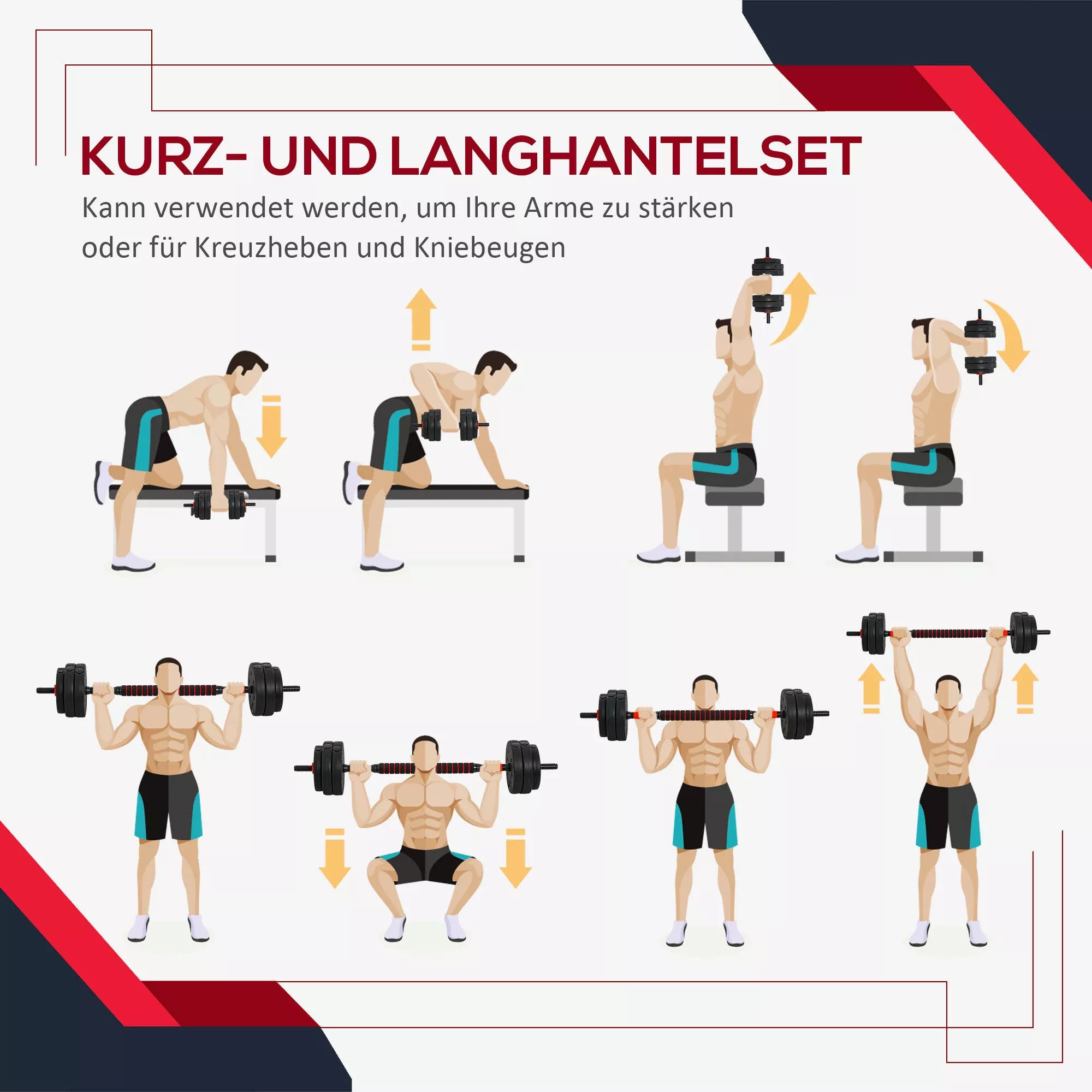 Reguliuojamas hantelių ir štangos rinkinys 25 kg, juodas