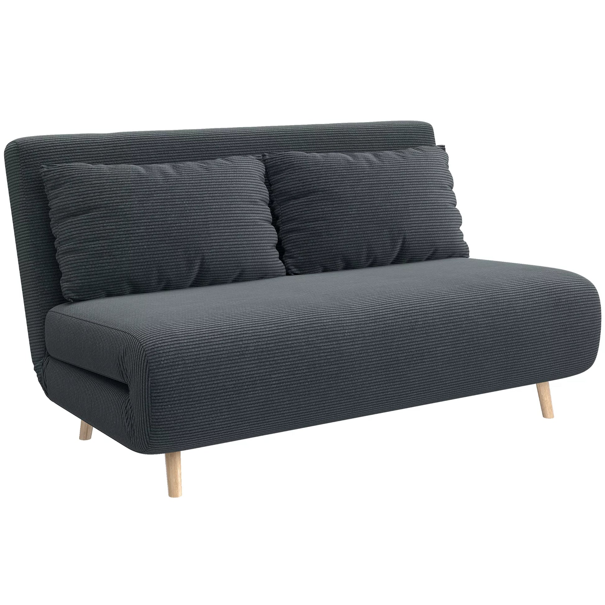 Miegamoji sofa-lova, svečių lova, 3 padėtimis reguliuojama atlošas, virvutės raštas, iki 120 kg, 141 x 90 x 81 cm, tamsiai pilka