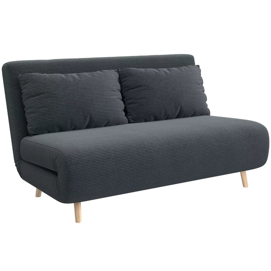 Miegamoji sofa-lova, svečių lova, 3 padėtimis reguliuojama atlošas, virvutės raštas, iki 120 kg, 141 x 90 x 81 cm, tamsiai pilka