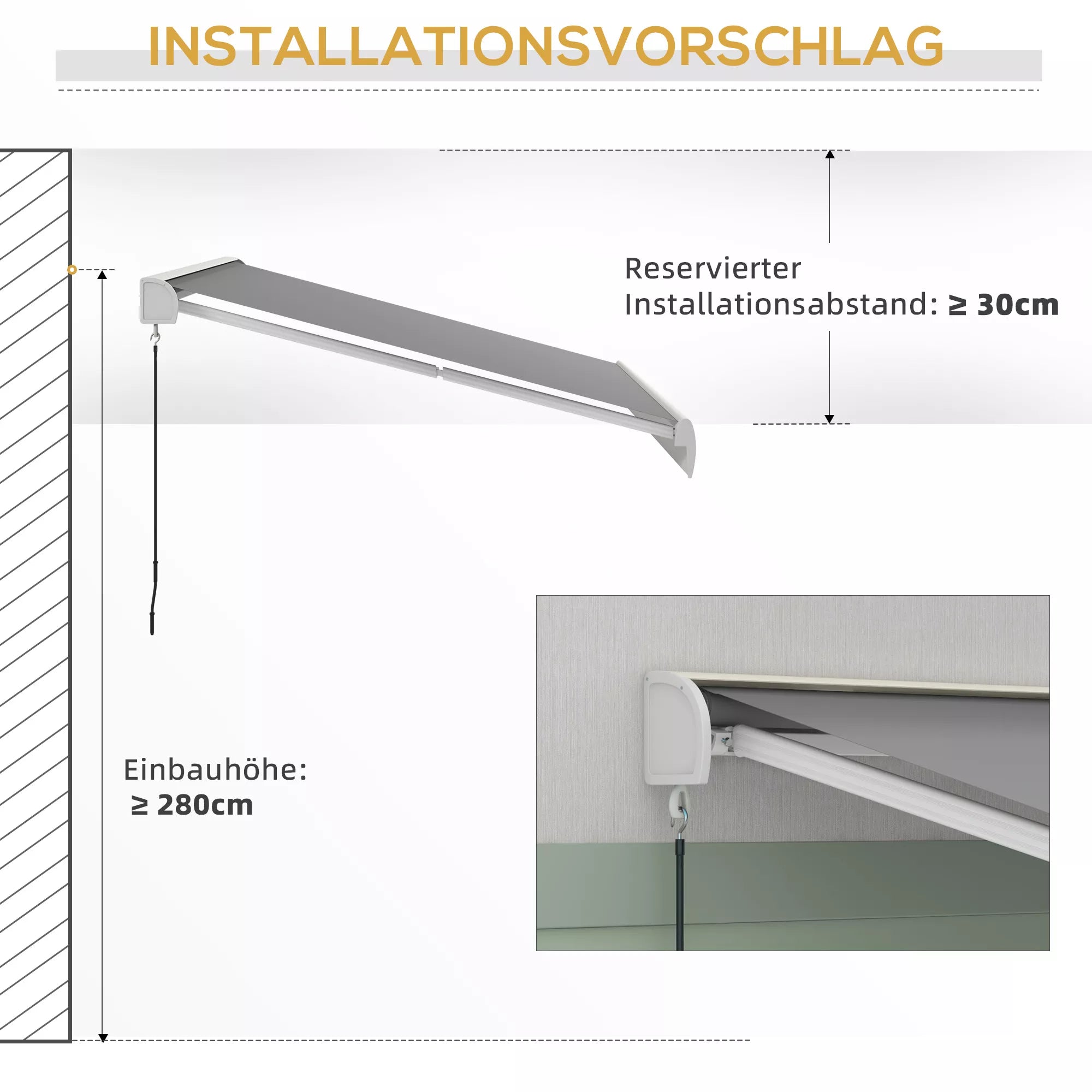 Markizė, elektrinė/rankinė, visiškai uždengiama, nuotolinio valdymo pultas, aliuminio rėmas, 3 x 2,5 m, šviesiai pilka