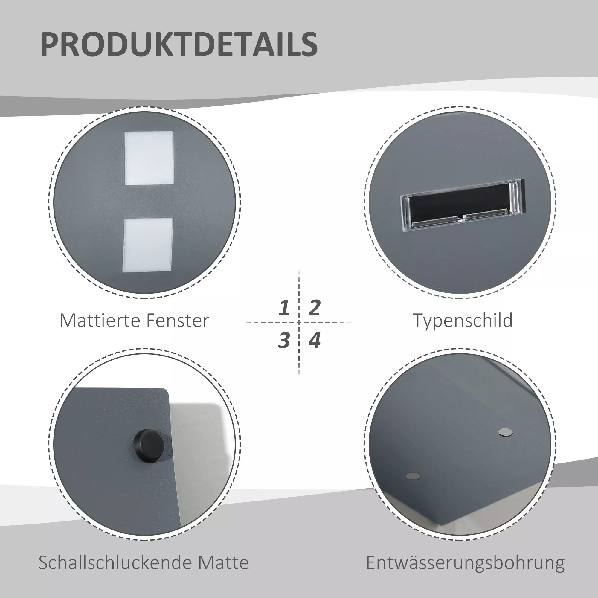 Pašto dėžutė su spyna, cinkuotas plienas, 30 cm ilgio pašto angos, pilkos spalvos