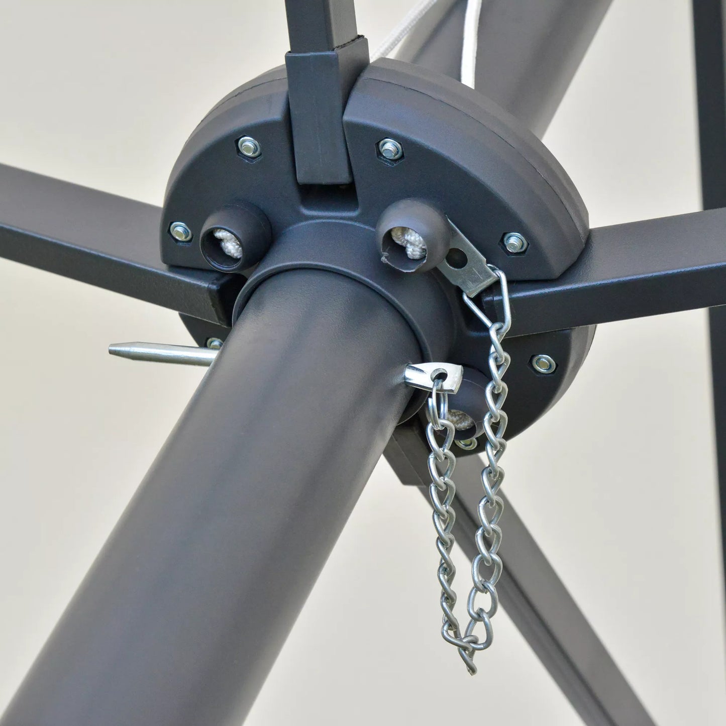 Ovalus skėtis nuo saulės, kreminės baltos spalvos, 440 x 256 cm