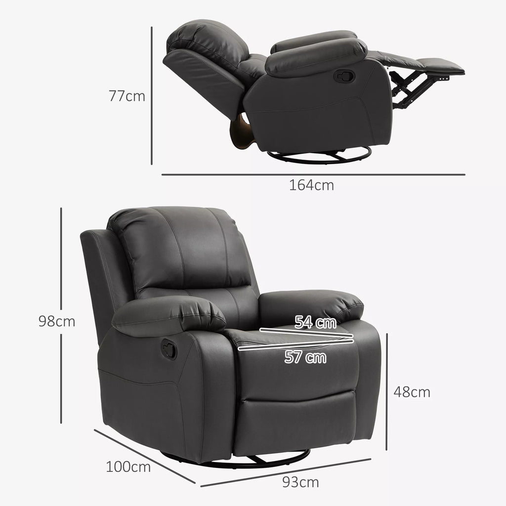 Atpalaiduojantis fotelis, reguliuojamas atlošas ir kojų atrama, sukiojamas, iki 150 kg, plieninis rėmas, 93x100x98 cm, juodas
