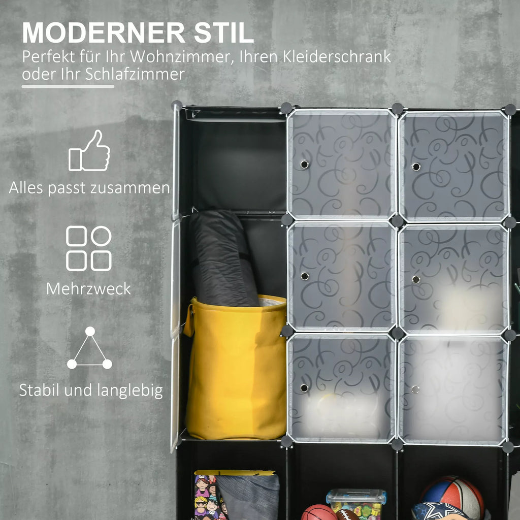 Modulinis drabužių spinta, 16 skyrių, plastikas, plienas