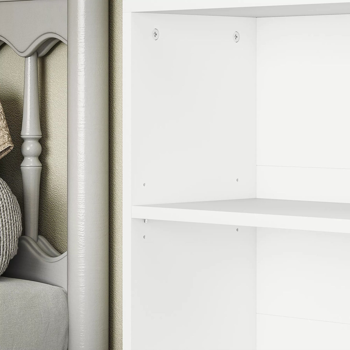 Lentyna knygoms, 6 skyriai, reguliuojamos lentynos, medžio drožlių plokštė, 60 x 24 x 158,5 cm, Balta