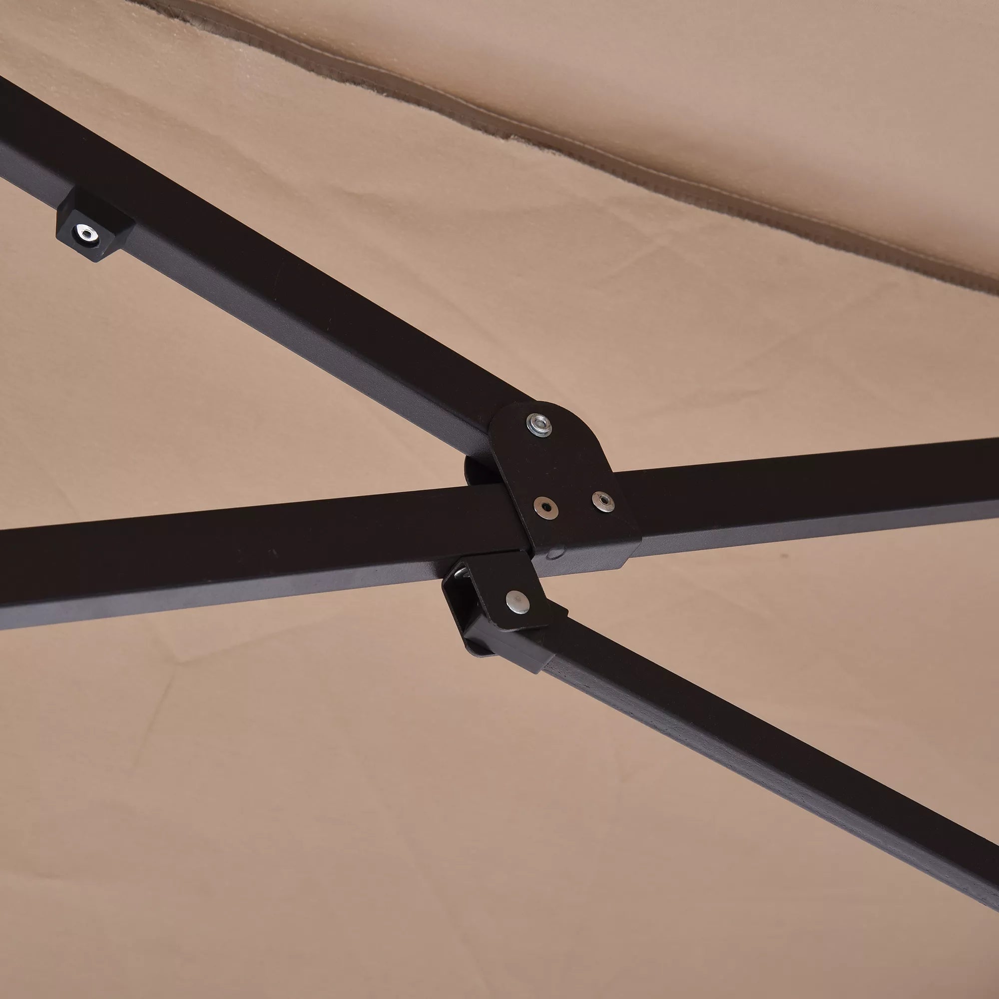Dvigubas skėtis nuo saulės 455 x 270 cm Sodo skėtis su rankine ovalios formos tvirta metaline strypu Turgaus skėtis Dvigubas skėtis nuo saulės Terasos skėtis Apsauga nuo saulės paplūdimyje, balkone, terasoje, sode Šviesiai rudos spalvos
