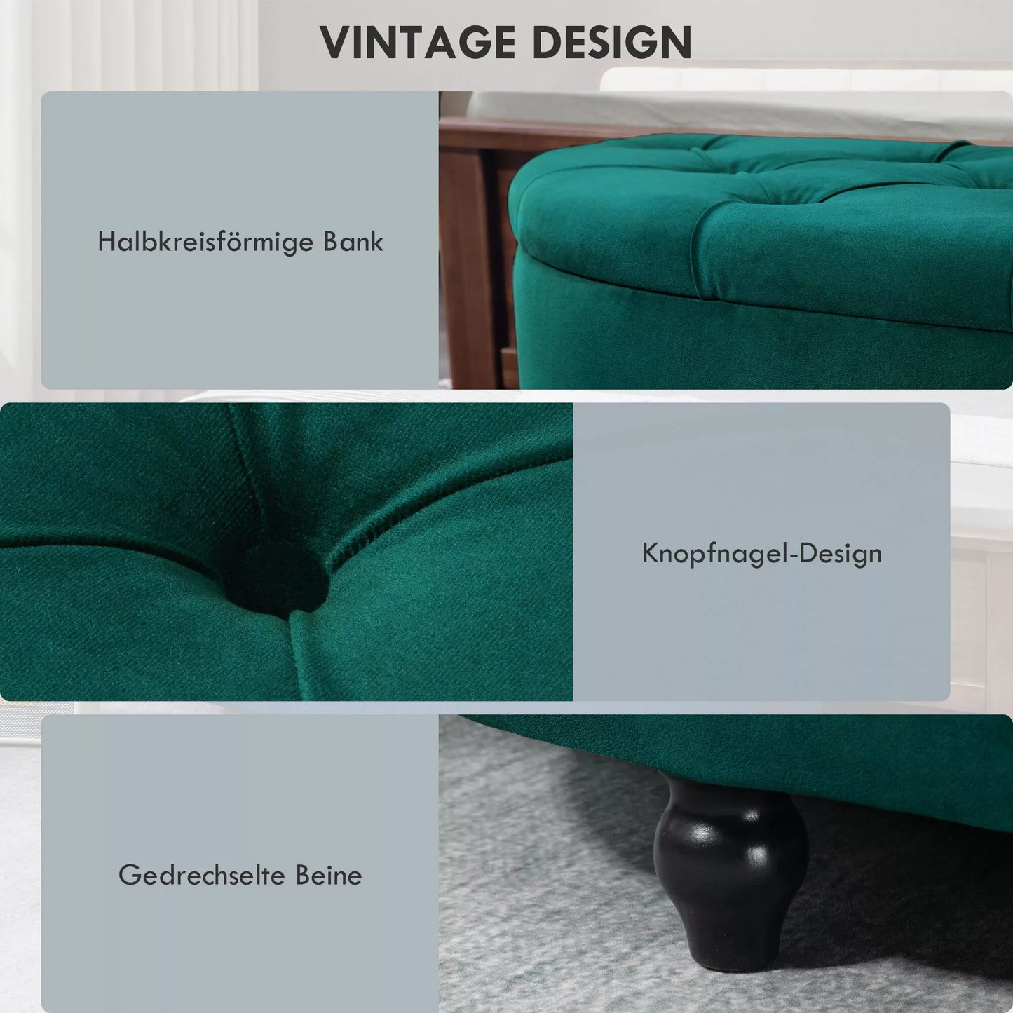 Pufas su daiktadėže, minkštas, lėtai užsidarantis dangtis, aksomo išvaizda, 120 x 46 x 42 cm, tamsiai pilkas