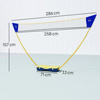 Badmintono tinklo matmenų schema centimetrais