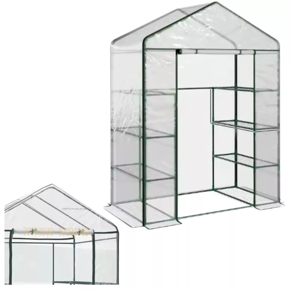 Balkoninis sodo šiltnamis, 4 lentynos, PVC plėvelė, 195 × 143 × 73 cm