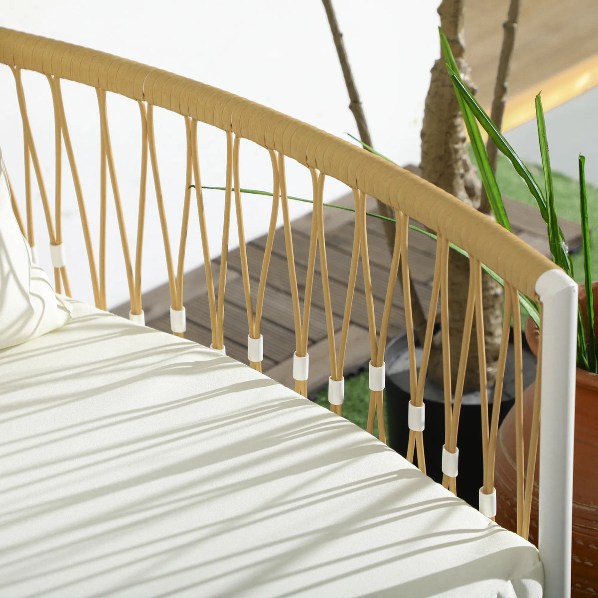 Balkono komplektas – 3 dalių sodo baldų komplektas su kėdėmis, geltonas