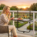 Balkono stalas pakabinamas, reguliuojamas, 62x60x85,5 cm, juodas