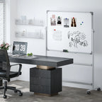 Balta lenta, 120 x 90 cm, magnetinė, pasukama, mobilioji, su žymekliu ir kempine, metalinis rėmas, balta