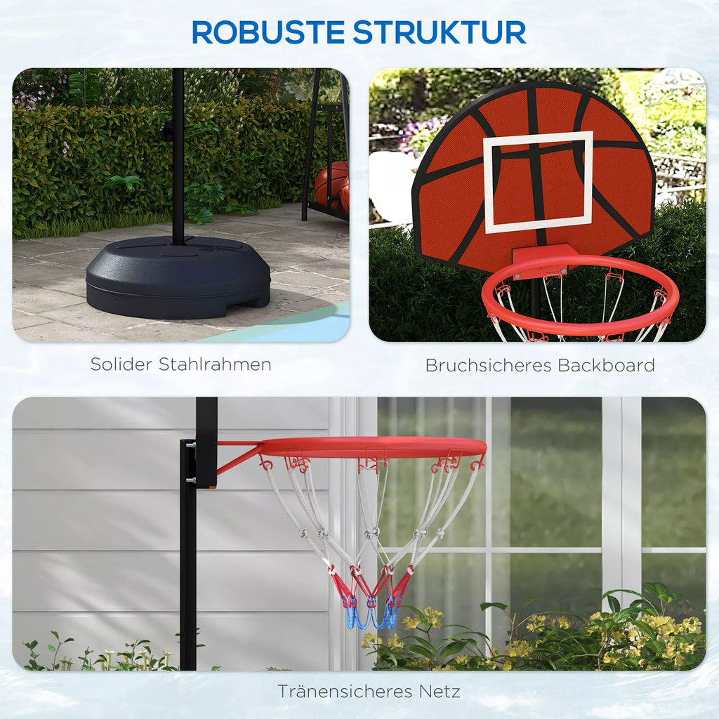 Krepšinio stovas, reguliuojamas aukštis, magnetinis dartų taikinys, 98–148 cm, juodas